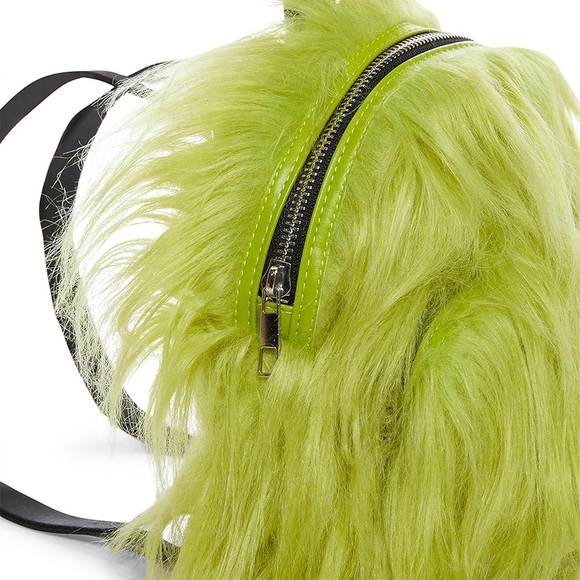 NWT Dolls Kill Current Mood Case of The Grumpies Fuzzy Backpack in Furry Green - Picture 15 of 16